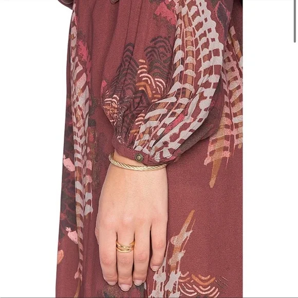 Free People Out of the Woods Maxi Dress in Scarlet Combo Size XS Bohemian Autumn - Picture 3 of 8